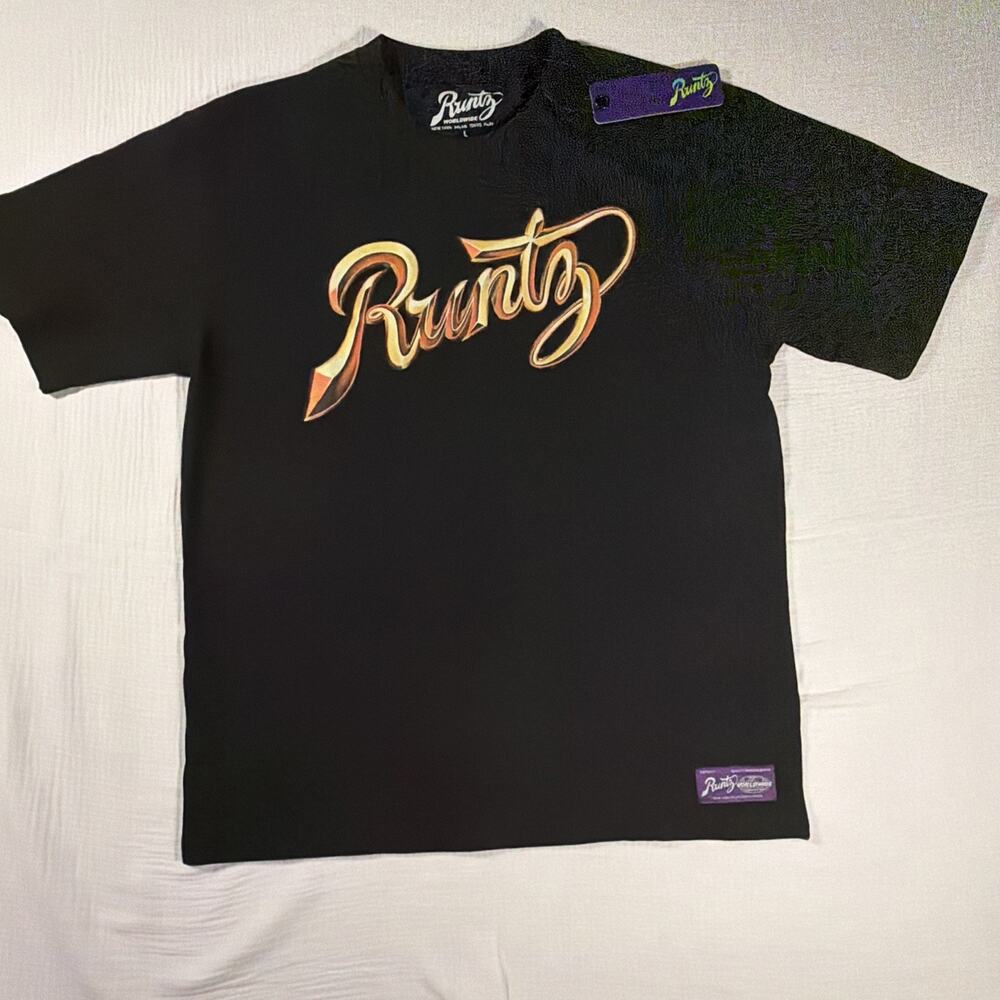 RUNTZ Worldwide Black 100% Authentic Men SS T-shirt Size Large